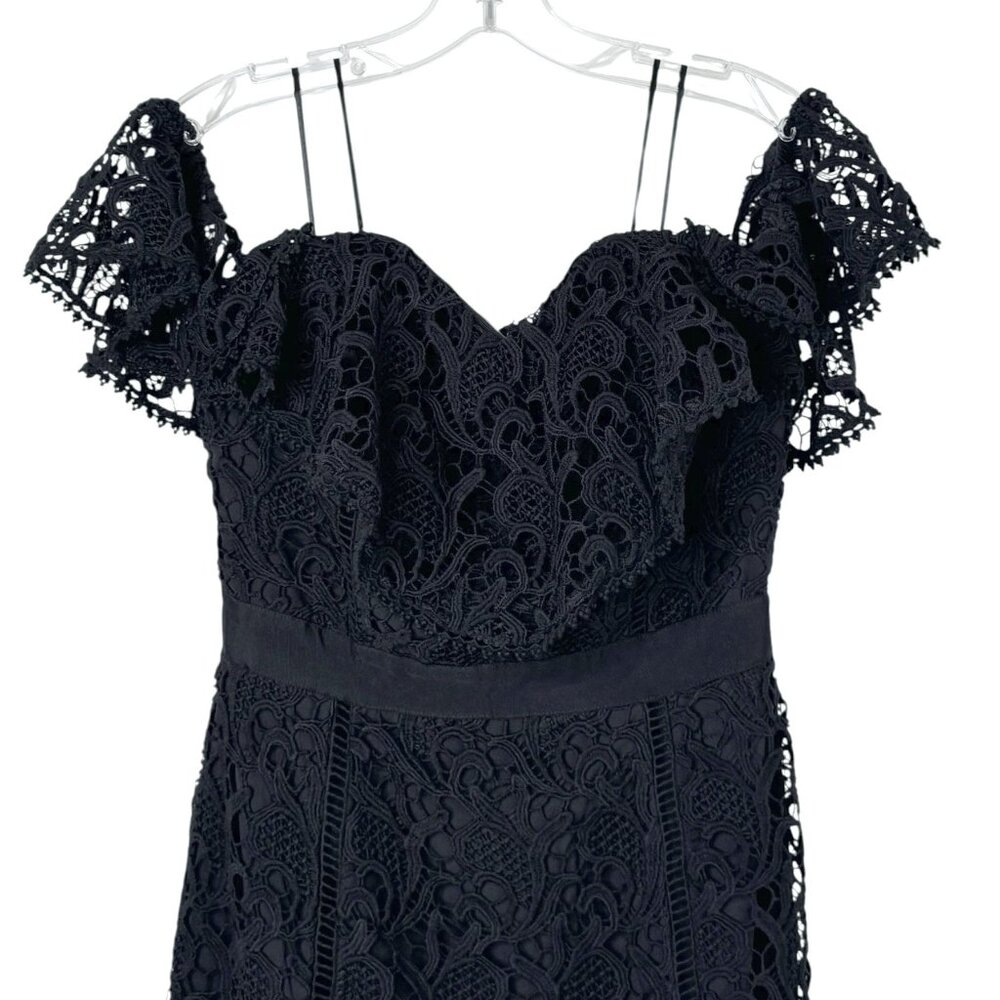 Adelyn Rae Maddie Off The Shoulder Black Lace Mini Dress Size S - Picture 7 of 13